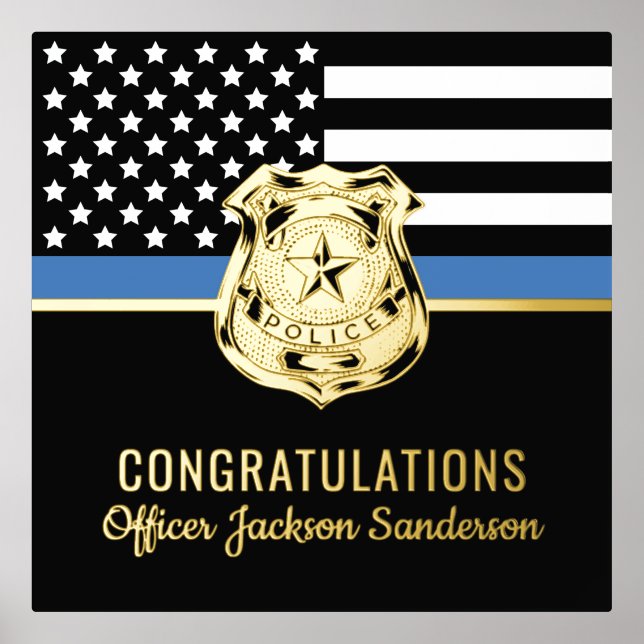 Police Blue Line Flag Herzlichen Glückwunsch Ruhes Foliendrucke (Vorderseite)