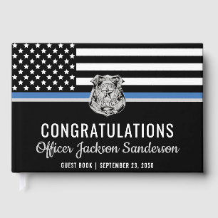 Police Blue Line Flag Herzlichen Glückwunsch Ruhes Gästebuch