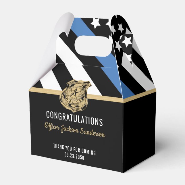 Police Blue Line Flag Herzlichen Glückwunsch Ruhes Geschenkschachtel (Vorderseite)