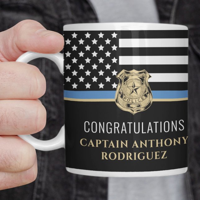 Police Blue Line Flag Herzlichen Glückwunsch Ruhes Kaffeetasse (Von Creator hochgeladen)