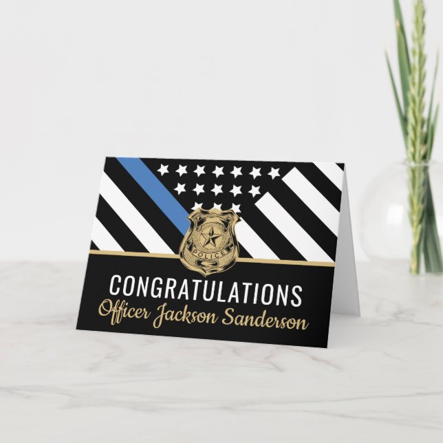 Police Blue Line Flag Herzlichen Glückwunsch Ruhes Karte (Vorderseite)