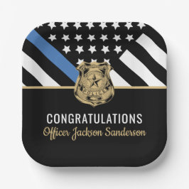 Police Blue Line Flag Herzlichen Glückwunsch Ruhes Pappteller