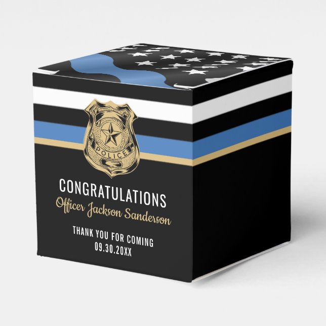 Police Blue Line Herzlichen Glückwunsch Ruhestand  Geschenkschachtel (Vorderseite)