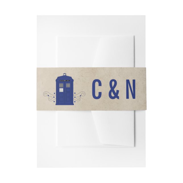 Police Box Wedding Bands v6 Einladungsbanderole (Vorderseite Beispiel)
