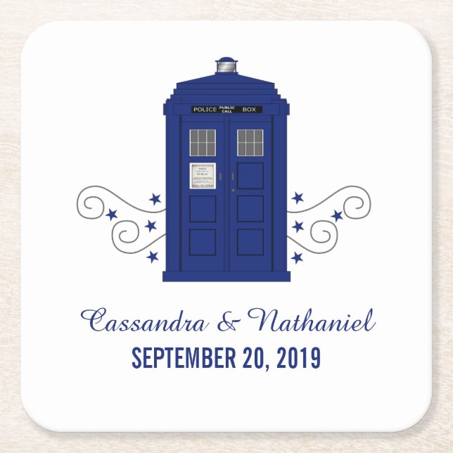 Police Box Wedding Paper Untersetzer v3 (Vorderseite)