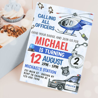 Police Boy 2. Geburtstag Party Einladung