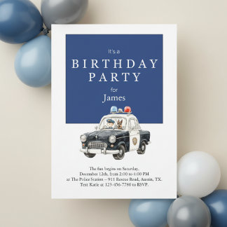 Police Car Birthday Invitation • Boy Party Invite Einladung
