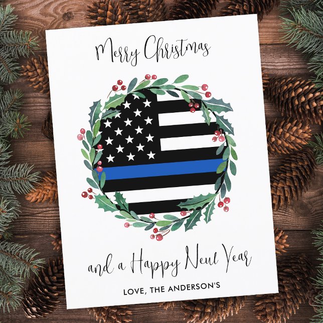 Police Christmas Thin Blue Line Budget Urlaub (Von Creator hochgeladen)