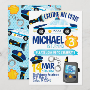 Police Cop Policeman Invitation de fête d'annivers