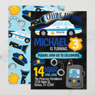 Police Cop Policeman Invitation de fête d'annivers