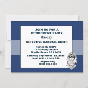 Police Detective Retirement Bleu Invitation