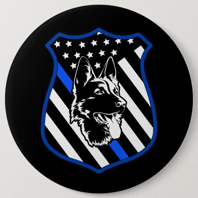 Police Dog Badge Pin Button Larger (Vorderseite)