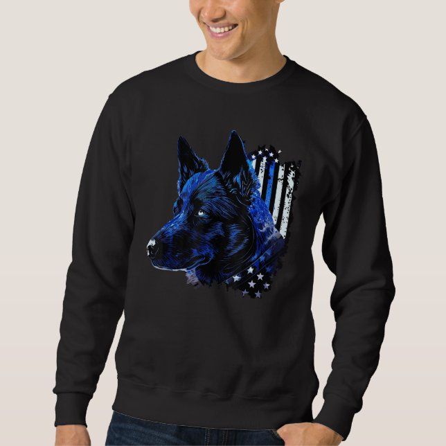 Police Dog K9 Officer Patriotic American Flag Cani Sweatshirt (Vorderseite)