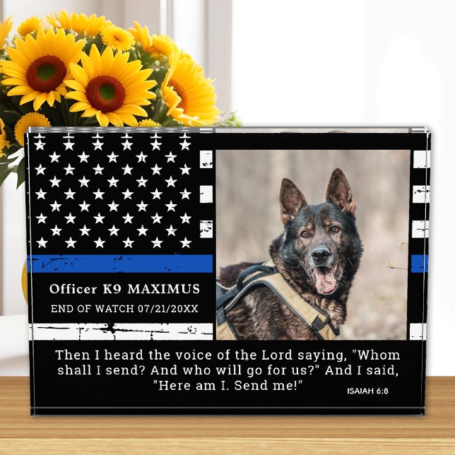 Police Dog Thin Blue Line Officer K9 Memorial Fotoblock (Von Creator hochgeladen)