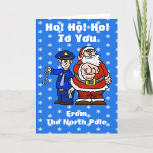 Police et Père Noël Naughty List Carte de Noël