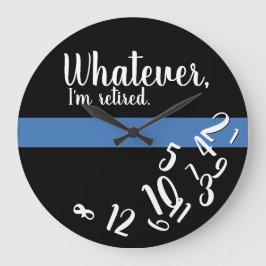 Police Funny Retirement Thin Blue Line Große Wanduhr