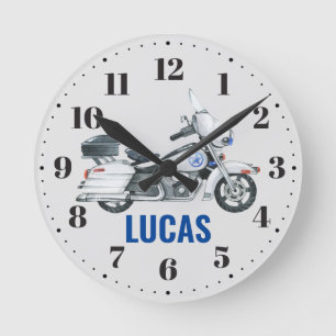 Police Garçons Chambre Nourriture Décor Horloge Ro