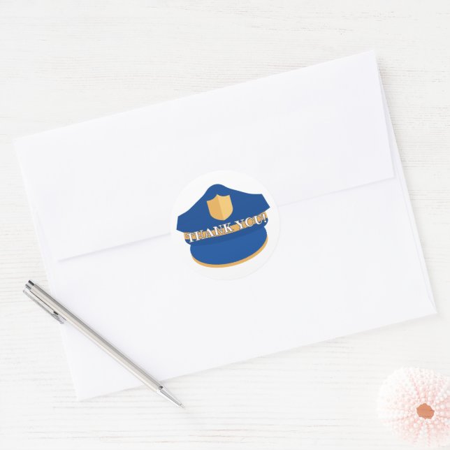 Police Hat Vielen Dank Runder Aufkleber (Umschlag)