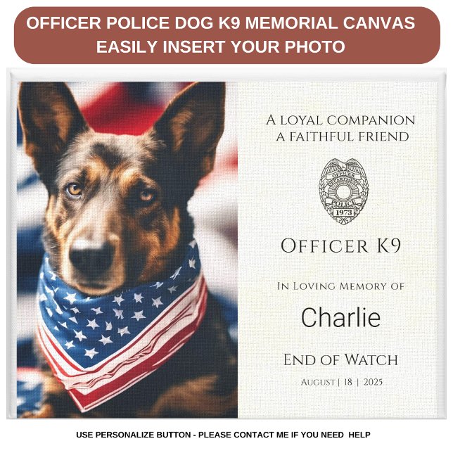 Police K9 Memorial Foto Polizeihund Personalisiert Leinwanddruck (Von Creator hochgeladen)