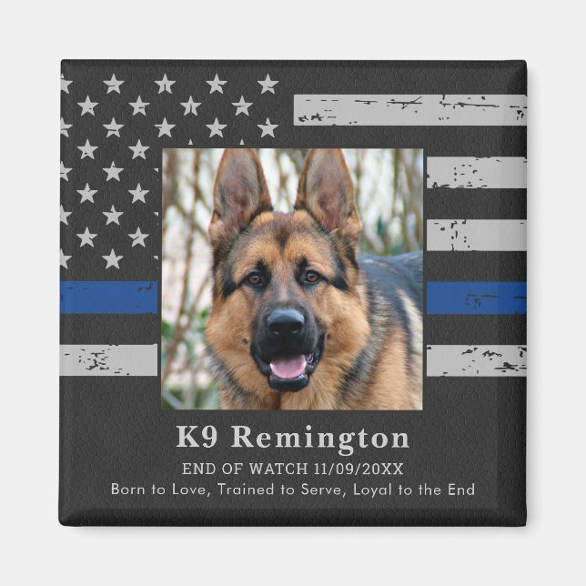 Police K9 Memorial - Thin Blue Line - Polizeihund Magnet (Vorne)