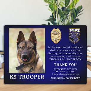 Police K9 Retirement Officer Dog Law Enforcement  Fotoplatte