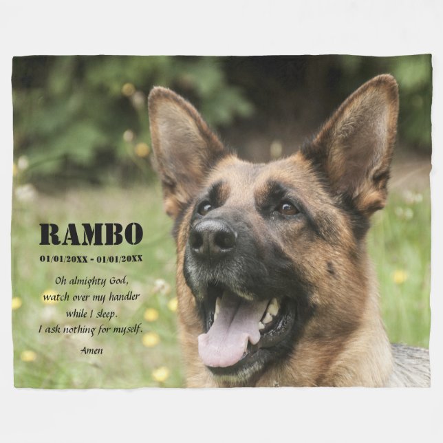 Police K-9 Hund Foto K9 Gebet Gedenkstätte Fleecedecke (Vorderseite (Horizontal))