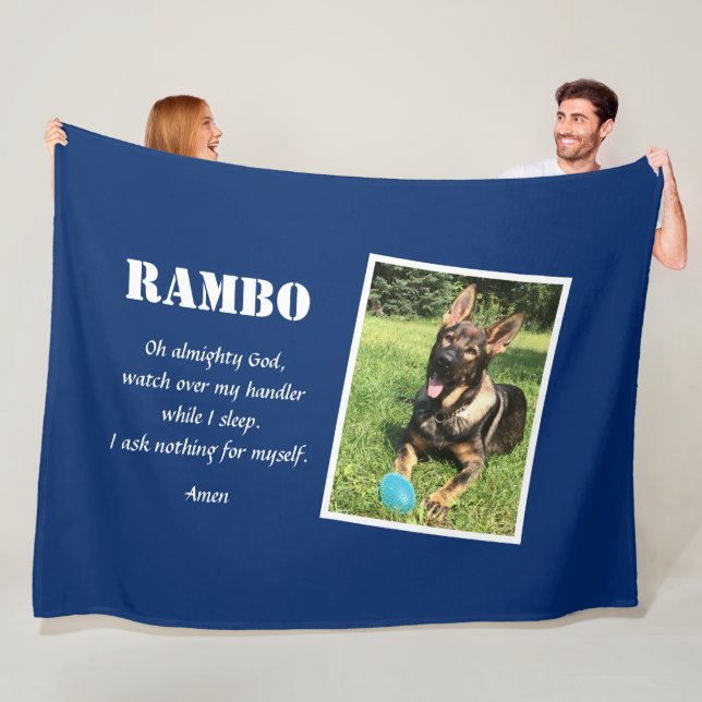 Police K-9 Personalisiertes Foto K9 Gebet blau Fleecedecke (Beispiel)