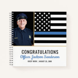 Police Ligne Bleue Mince Photo Retraite Livre d'or