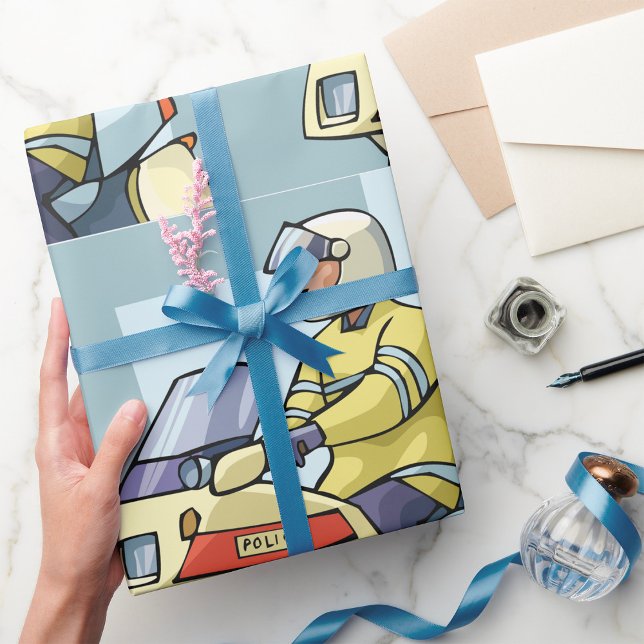 Police Motorcycle Officer Law Enforcement Geschenkpapier (Von Creator hochgeladen)