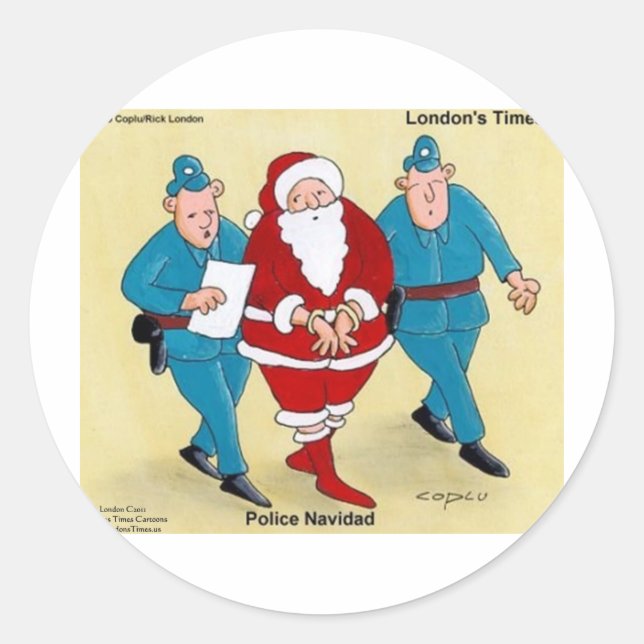 Police Navidad Funny Christmas Weihnachtsgeschenke Runder Aufkleber (Vorderseite)