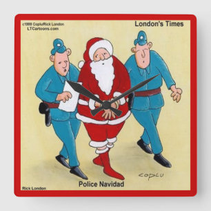 Police Navidad Funny Wall Uhr
