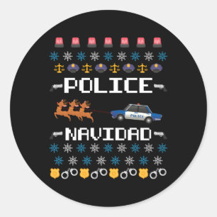 Police Navidad Ugly Police X-Mas Runder Aufkleber