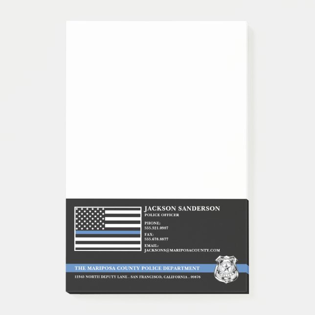 Police Officer Department Law Enforcement Logo Post-it Klebezettel (Vorderseite)
