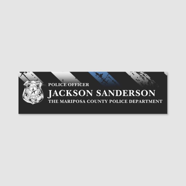 Police Officer Department Thin Blue Line Logo Namensschild (Vorderseite)