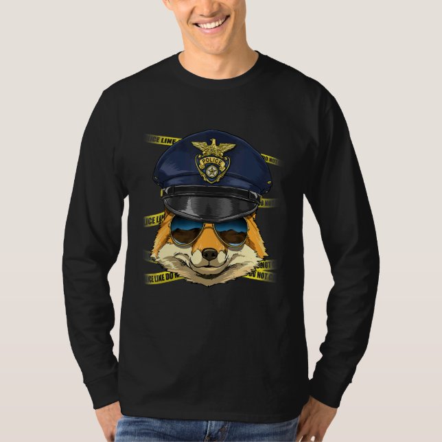 Police Officer Fox PD Cop Crime Scene Wild Animal  T-Shirt (Vorderseite)