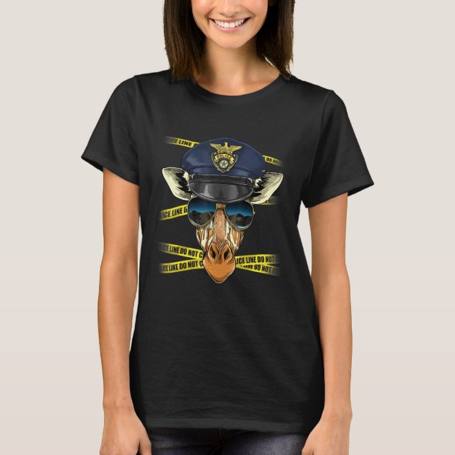 Police Officer Giraffe PD Cop Crime Scene Giraffe T-Shirt (Vorderseite)
