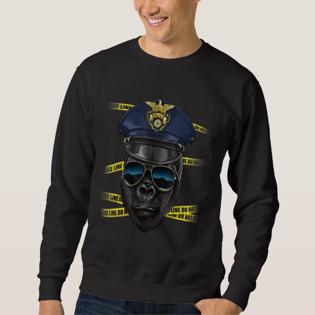 Police Officer Gorilla PD Cop Crime Scene Primate  Sweatshirt (Vorderseite)