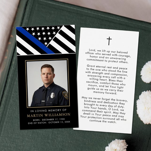 Police Officer Memorial Cross Funeral Prayer Card (Von Creator hochgeladen)