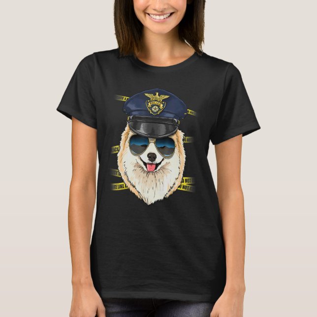 Police Officer Pomeranian Cop Crime Scene K9 Pom D T-Shirt (Vorderseite)