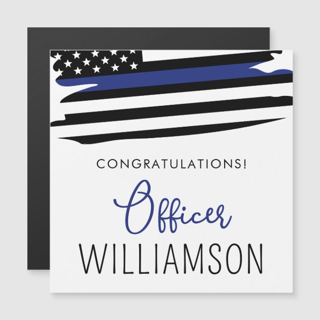 Police Officier Félicitations Carte magnétique (Devant / Derrière)