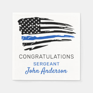 Police Party Thin Blue Line Flag Gratulation Serviette