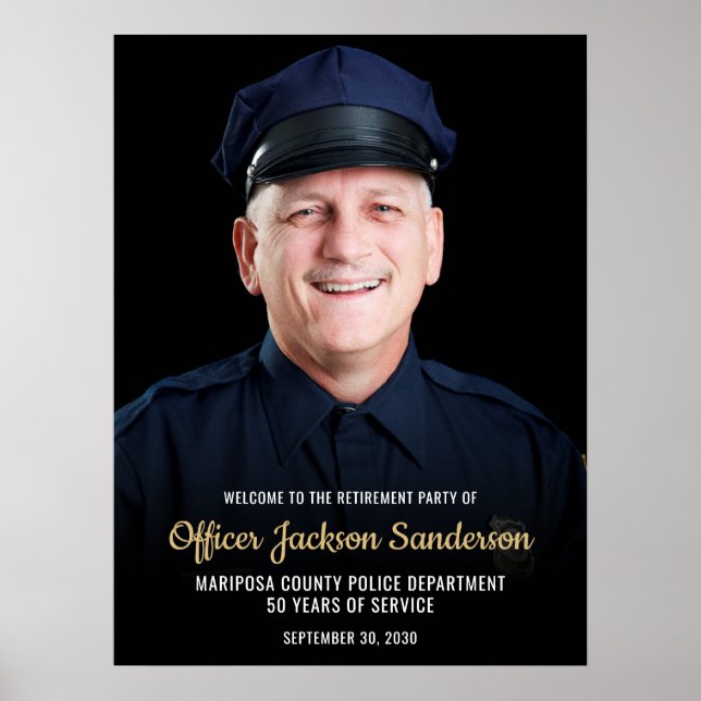 Police Retirement Blue Line Flag Photo Welcome Poster (Vorne)
