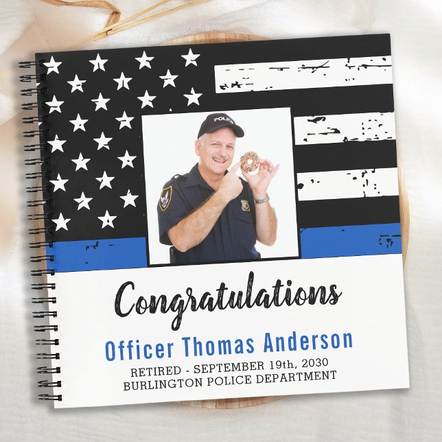 Police Retirement Guest Book Custom Foto Party Notizbuch (Von Creator hochgeladen)