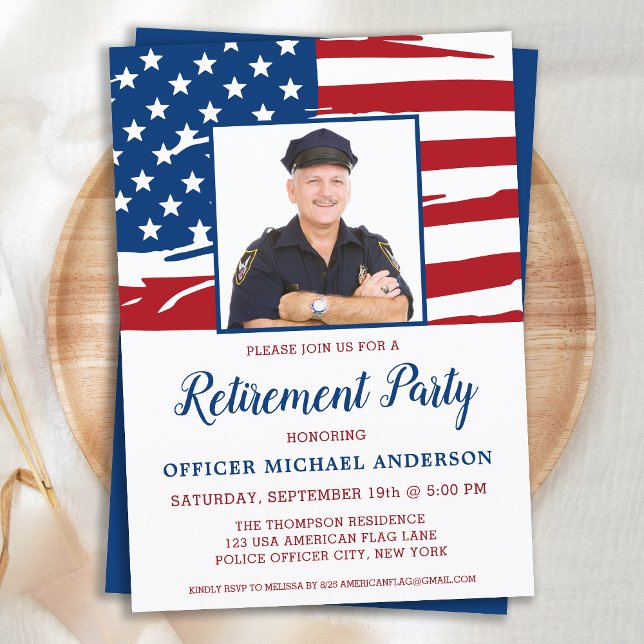 Police Retirement Party Foto USA Fahne Einladung (Von Creator hochgeladen)
