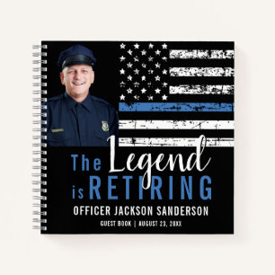 Police Retirement Thin Blue Line Foto Gästebuch Notizbuch