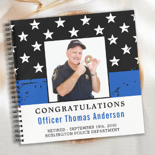 Police Retirement Thin Blue Line Foto Gästebuch Notizbuch