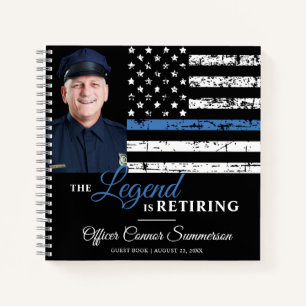 Police Retirement Thin Blue Line Foto Gästebuch Notizbuch