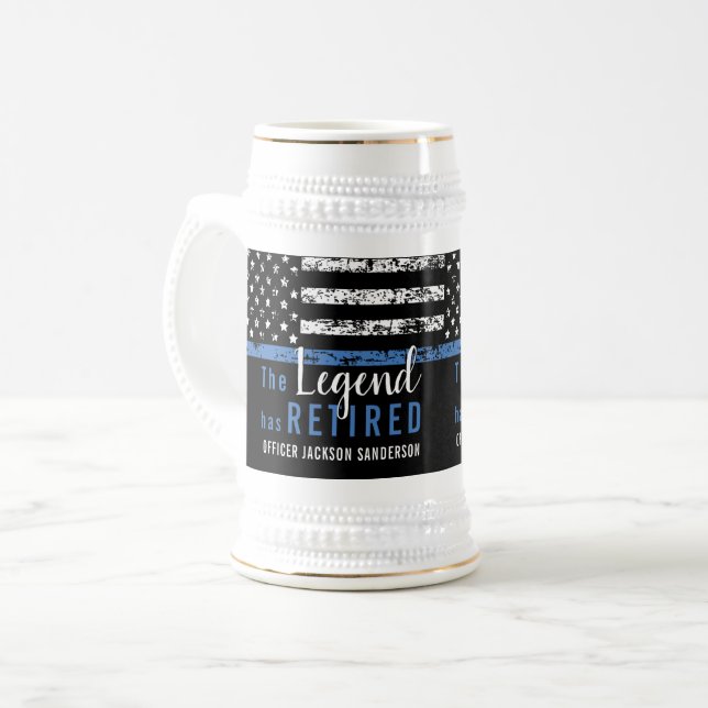 Police Retirement Thin Blue Line Law Enforcement Bierglas (Vorderseite Links)