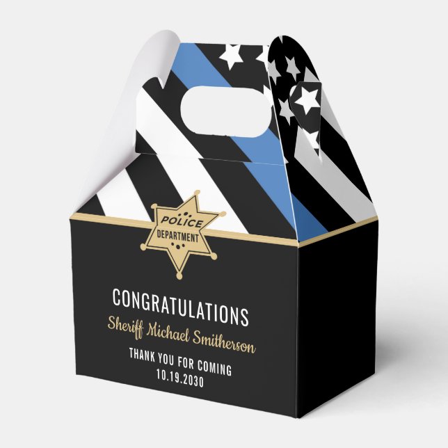 Police Sheriff Retirement Thin Blue Line Flag Geschenkschachtel (Vorderseite)