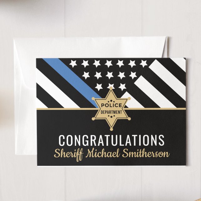 Police Sheriff Retirement Thin Blue Line Flag Karte (Von Creator hochgeladen)